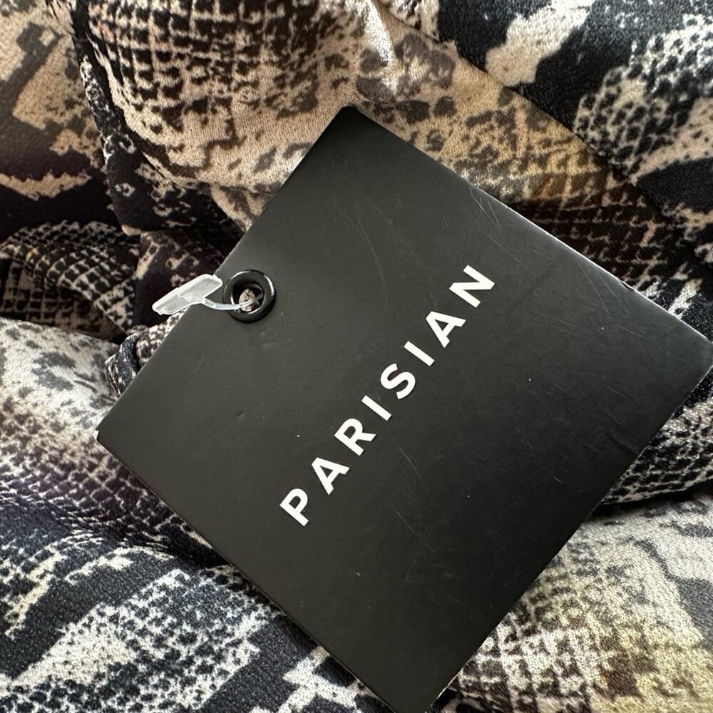 NEW Parisian Black Cream Snakeskin Leggings Y2K Boss Siren Size Small - Picture 5 of 9